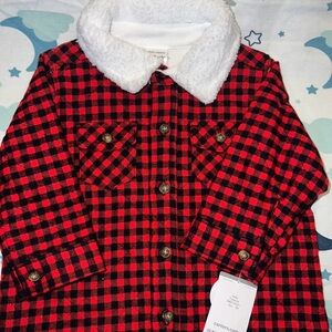 NWT Carter’s Buffalo Plaid Sherpa Collar Shirt Jacket | Toddler 9M